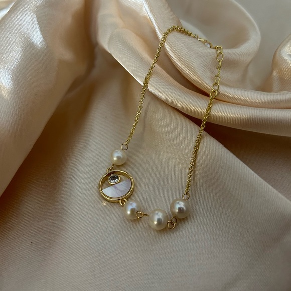 Vintage Brand New silver plated with 18K Gold Pearls Bracelet with gift box set - Picture 5 of 7